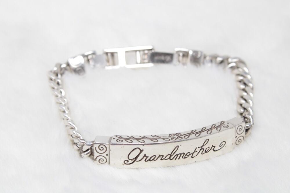 Brighton Grandmother ID Bracelet Crystals Flowers Curb Chain Extender Keepsake